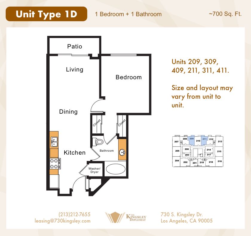 One Bedroom Layout 1D